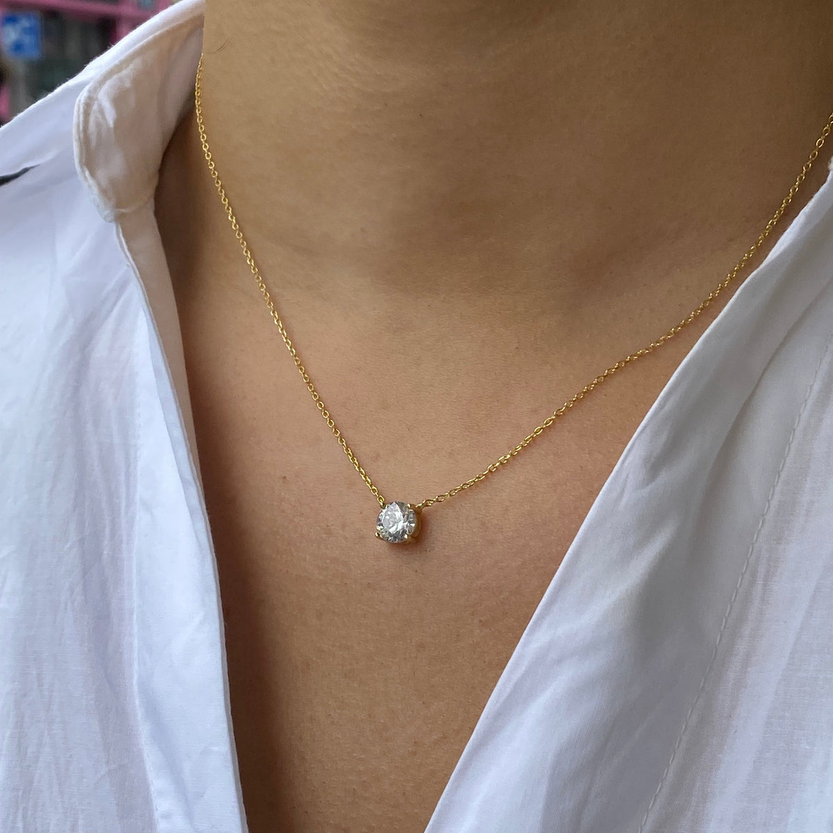 Sunshine 7mm CZ Solitaire Necklace | 40 + 3cm