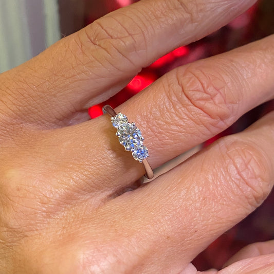 Platinum Trilogy Engagement Ring | 0.88ct Lab