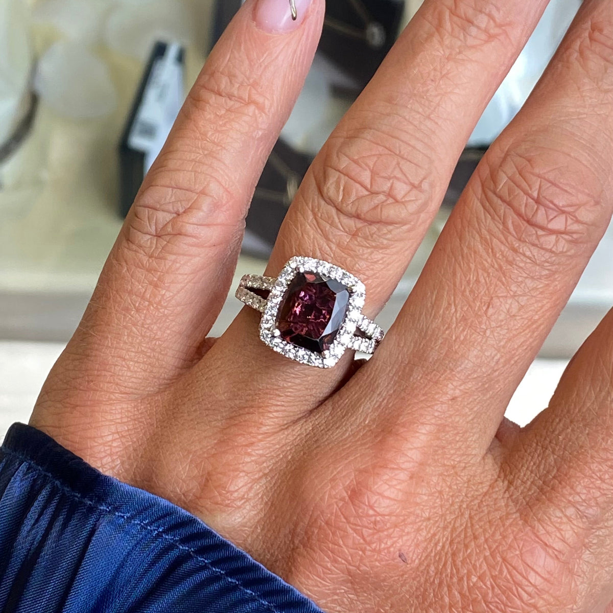 18ct Gold Pink Tourmaline & Diamond Ring