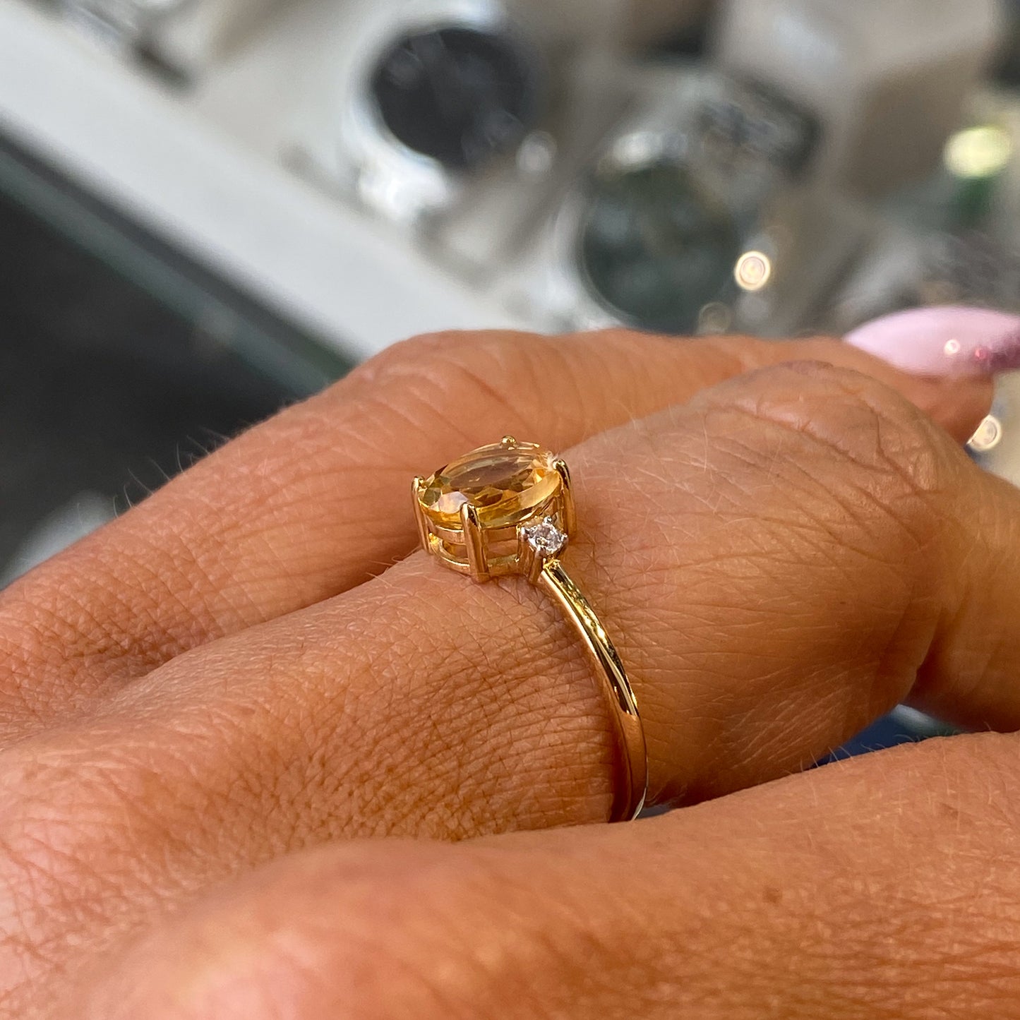 9ct Gold Citrine & CZ Ring