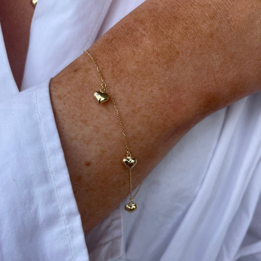 9ct Gold Heart Charm Bracelet