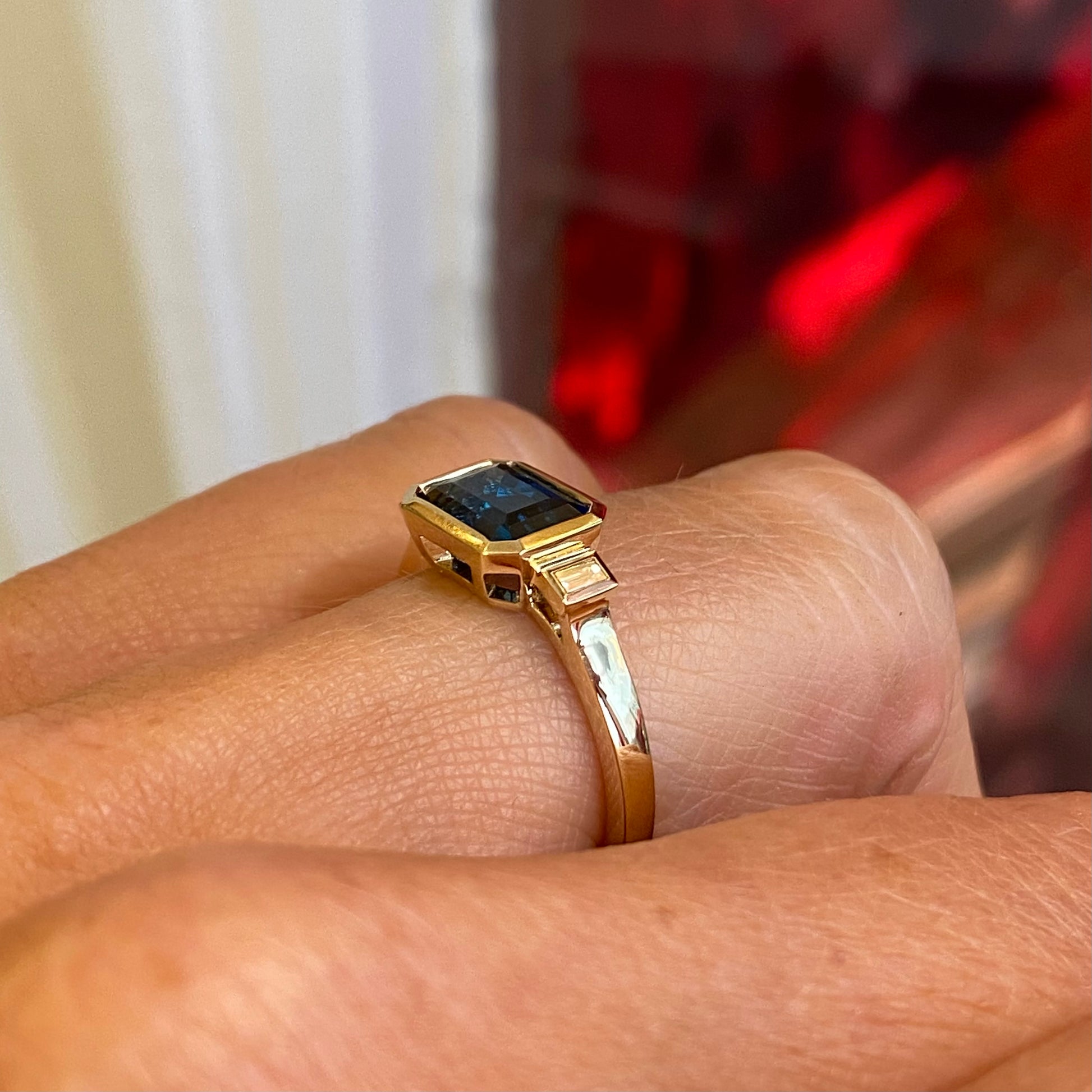 9ct Gold London Blue Topaz & Diamond Ring - John Ross Jewellers