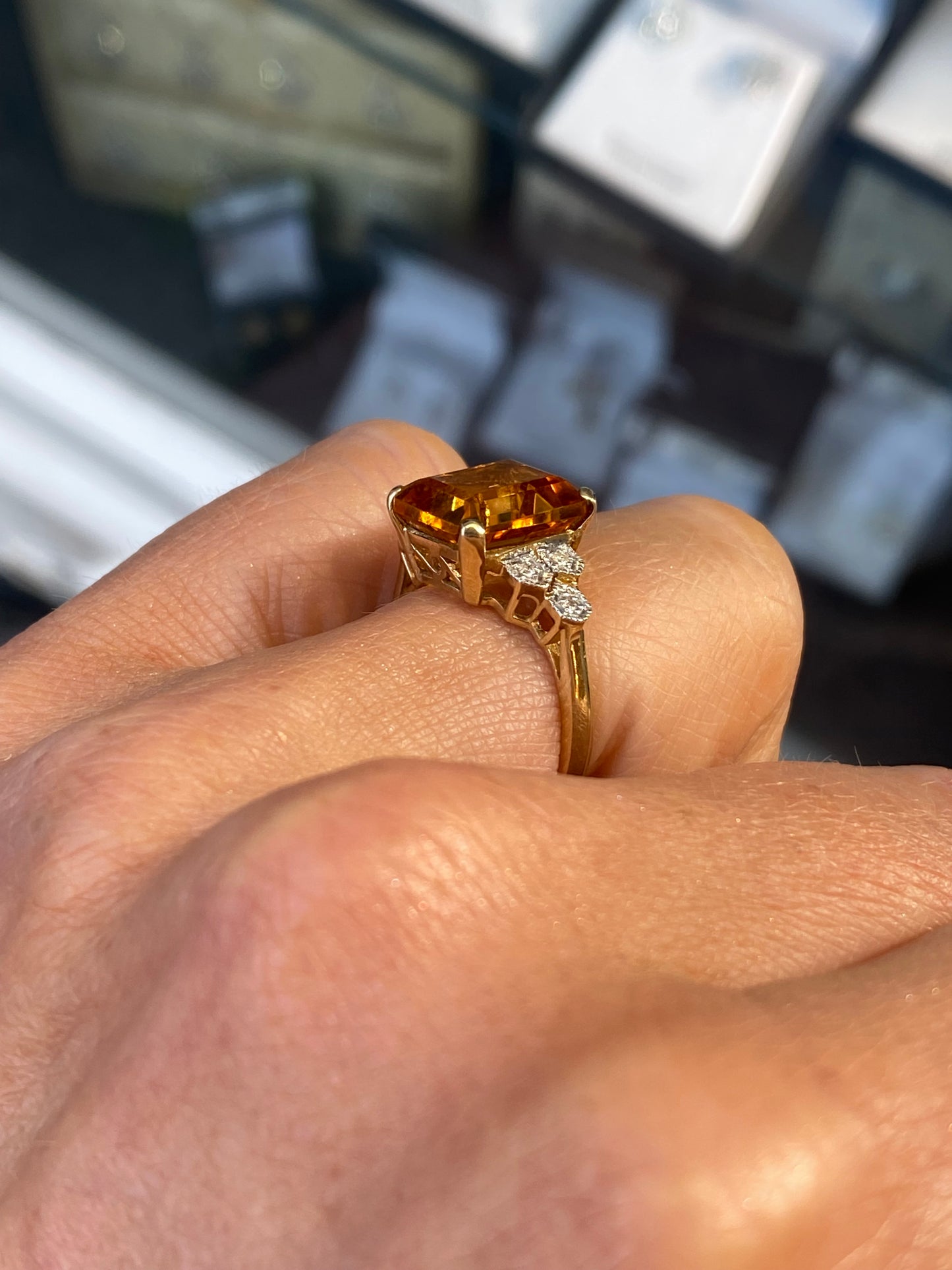 9ct Gold Citrine & Diamond Ring - John Ross Jewellers