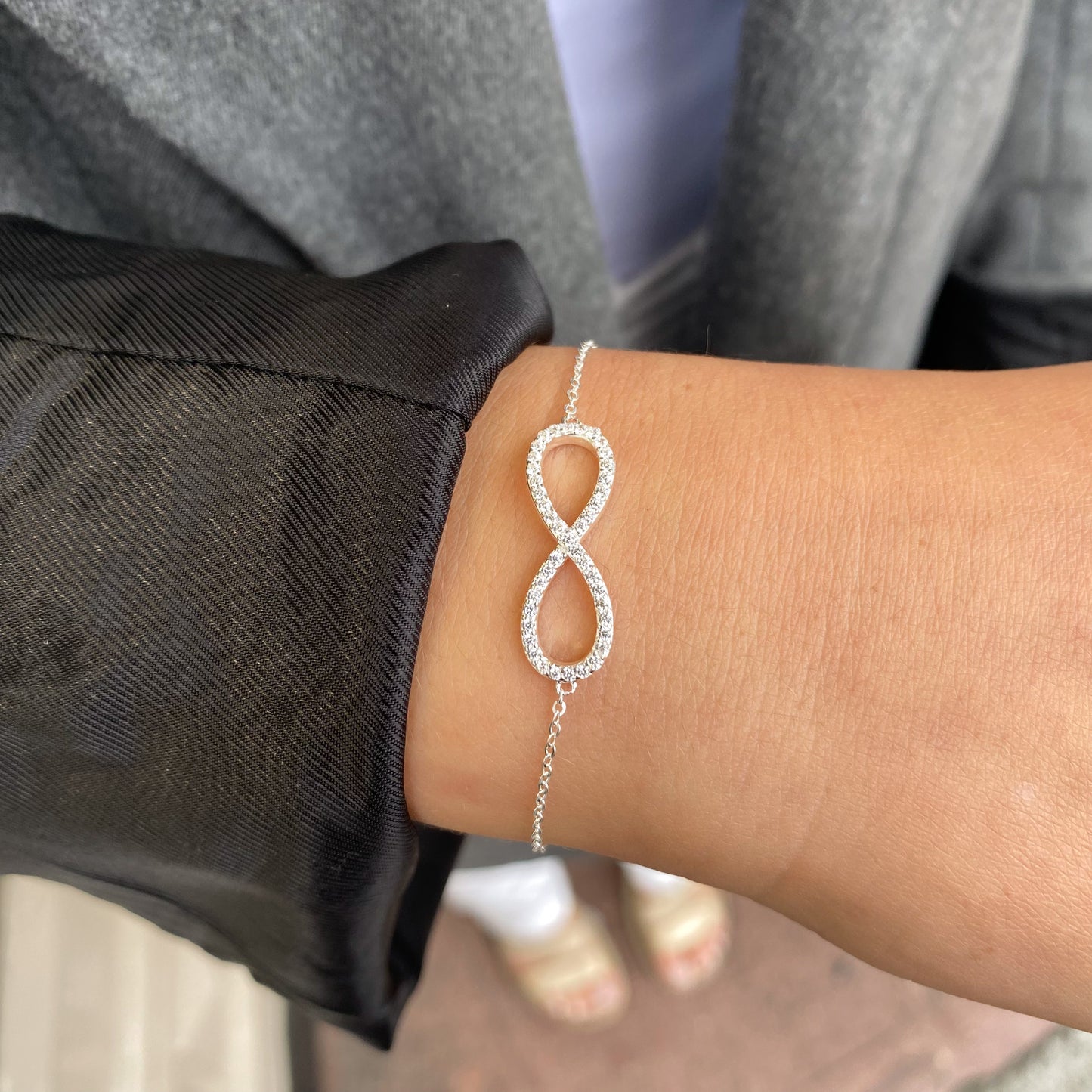 Silver CZ Infinity Bracelet