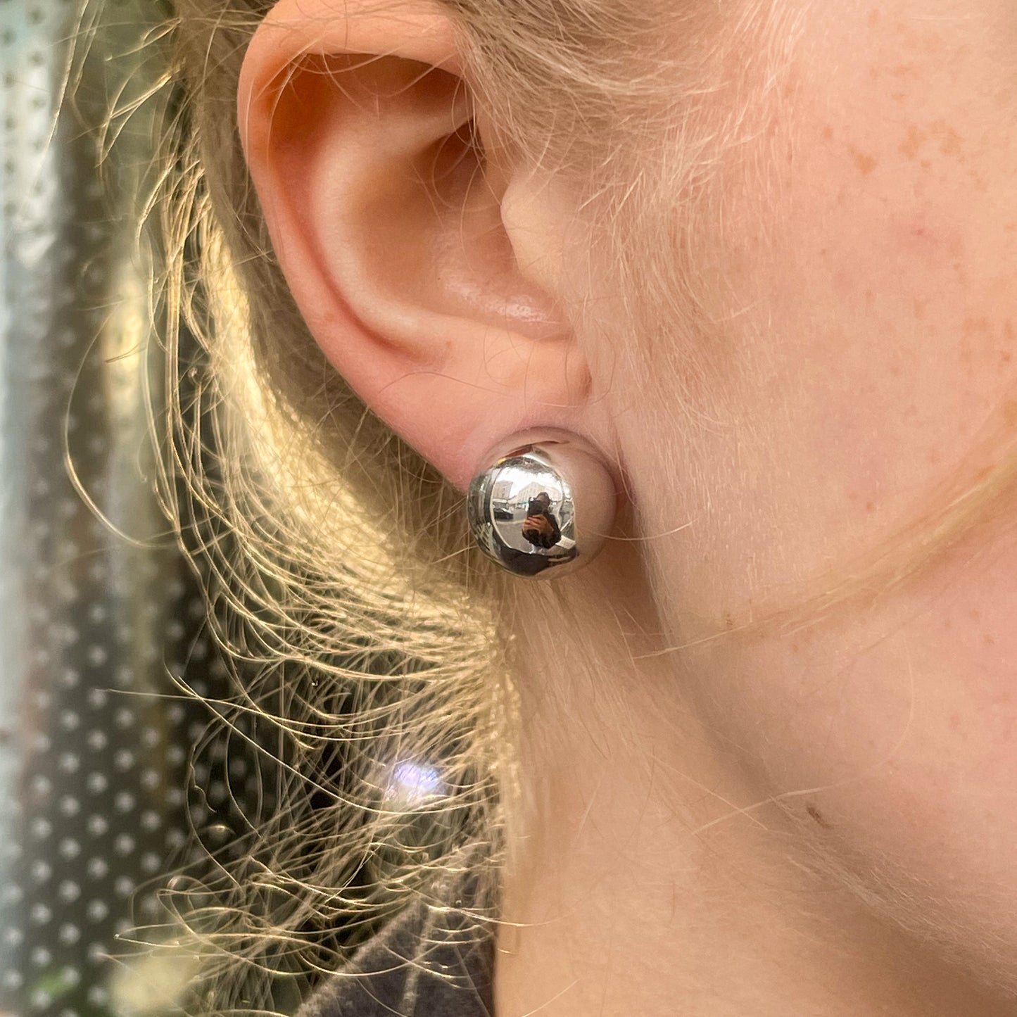 Silver Dome Clip on Earrings | 14mm