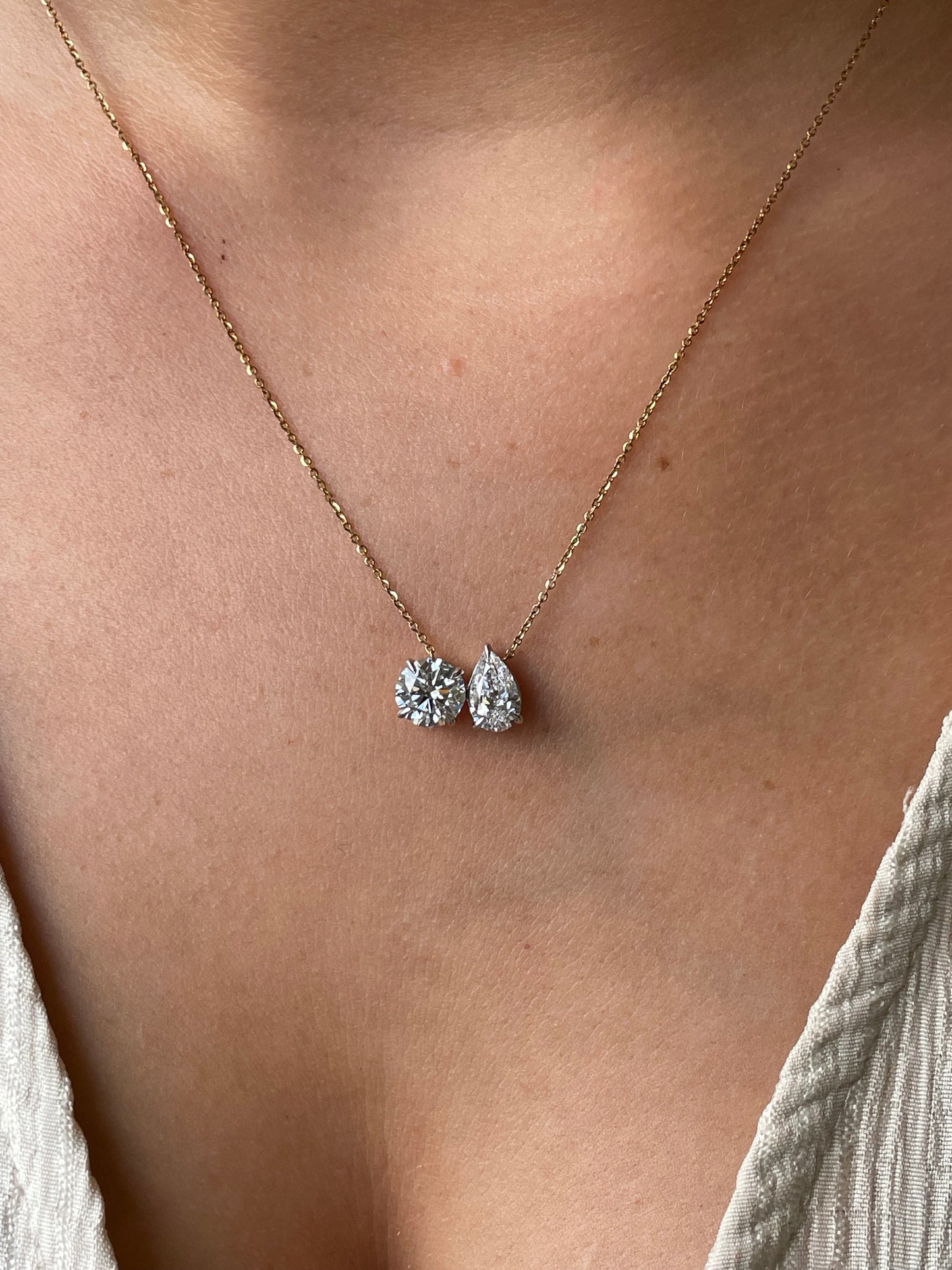 9ct Gold Lab Moi et Toi Necklace | 2.49ct