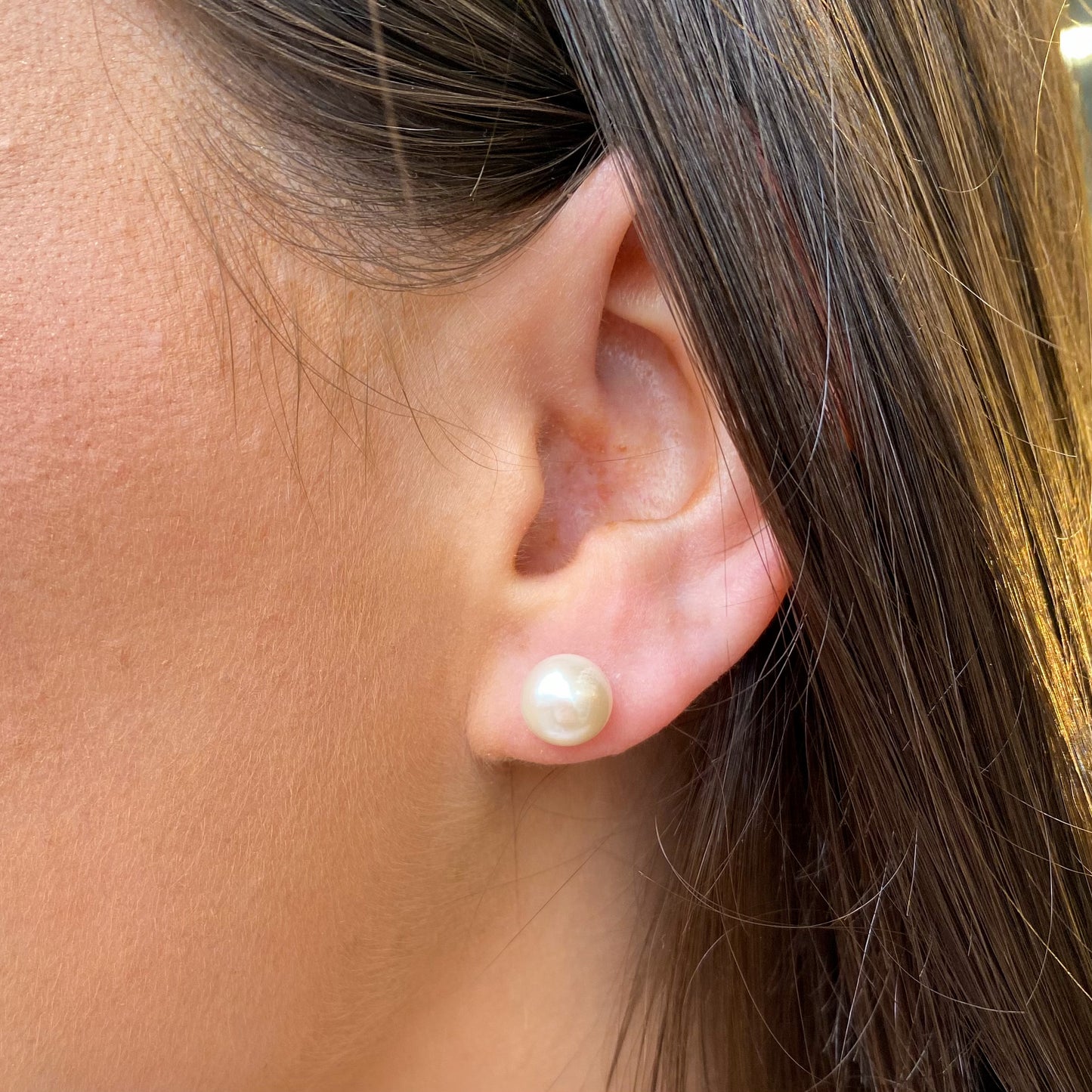 Silver Freshwater Pearl Stud Earrings | 8.0-8.5mm - John Ross Jewellers