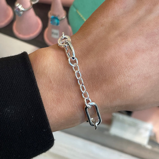 Silver Mixed Link Bracelet | 20cm