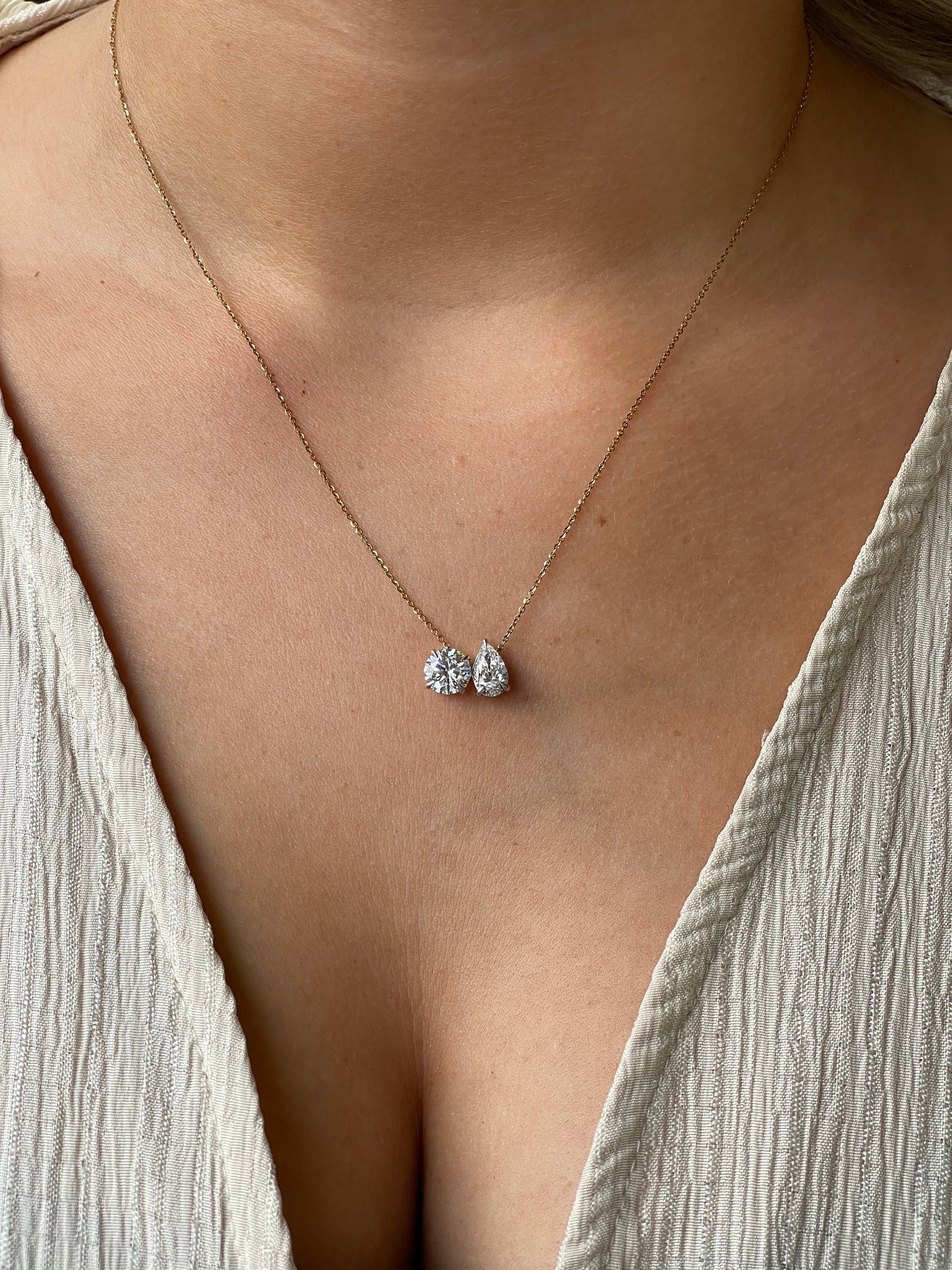 9ct Gold Lab Moi et Toi Necklace | 2.49ct