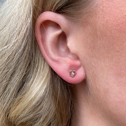 Silver Open Heart CZ Stud Earrings - John Ross Jewellers