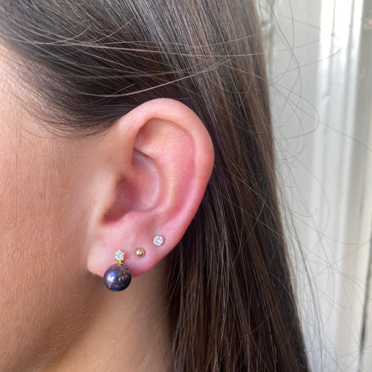 Sunshine 8mm Rainbow Shell Pearl & CZ Stud Earrings - John Ross Jewellers