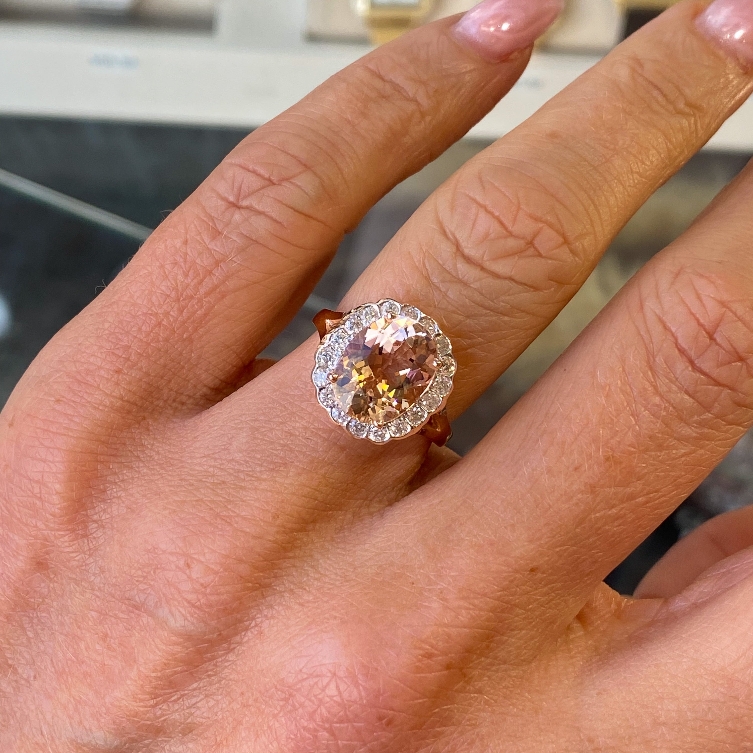 Rose gold online morganite engagement rings