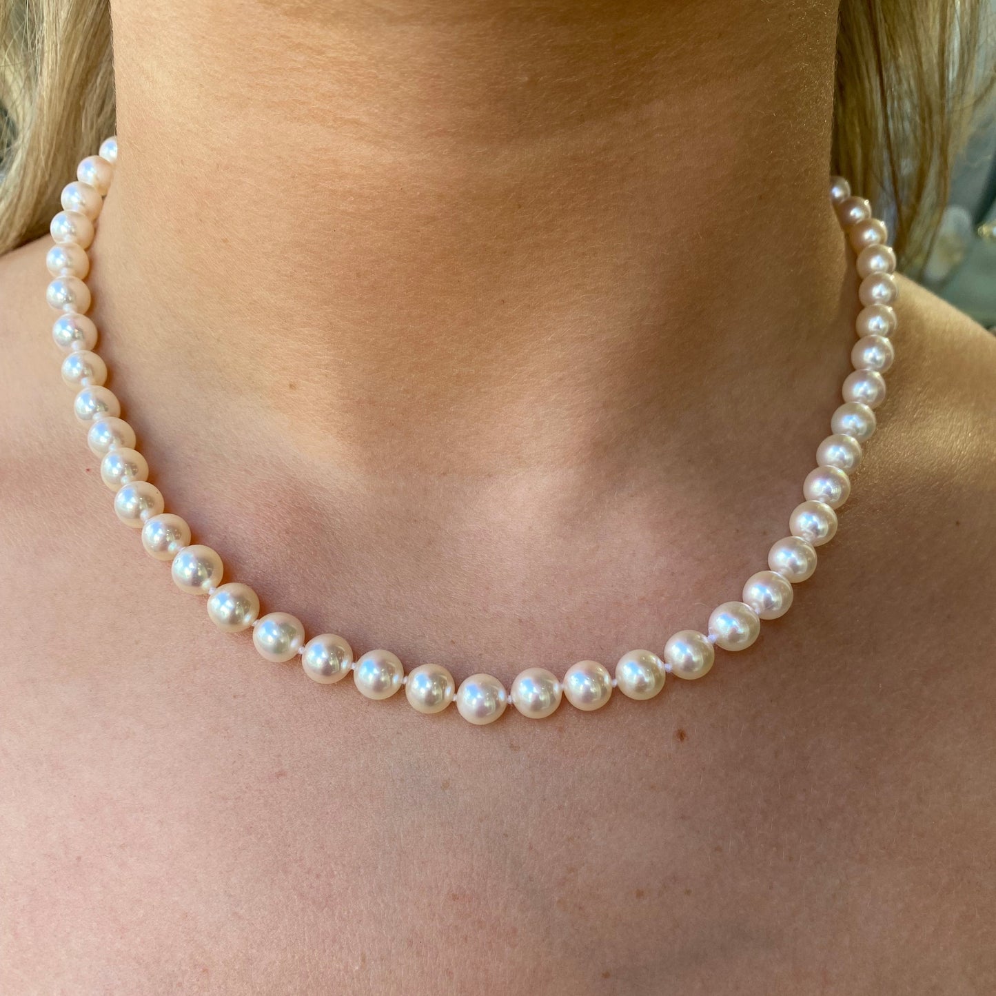 18ct Gold Akoya Pearl Necklace | 6.5-7mm