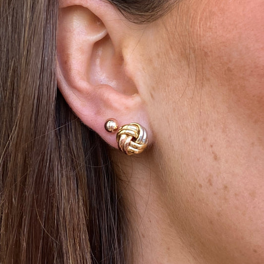 9ct Gold Three Tone Knot Stud Earrings