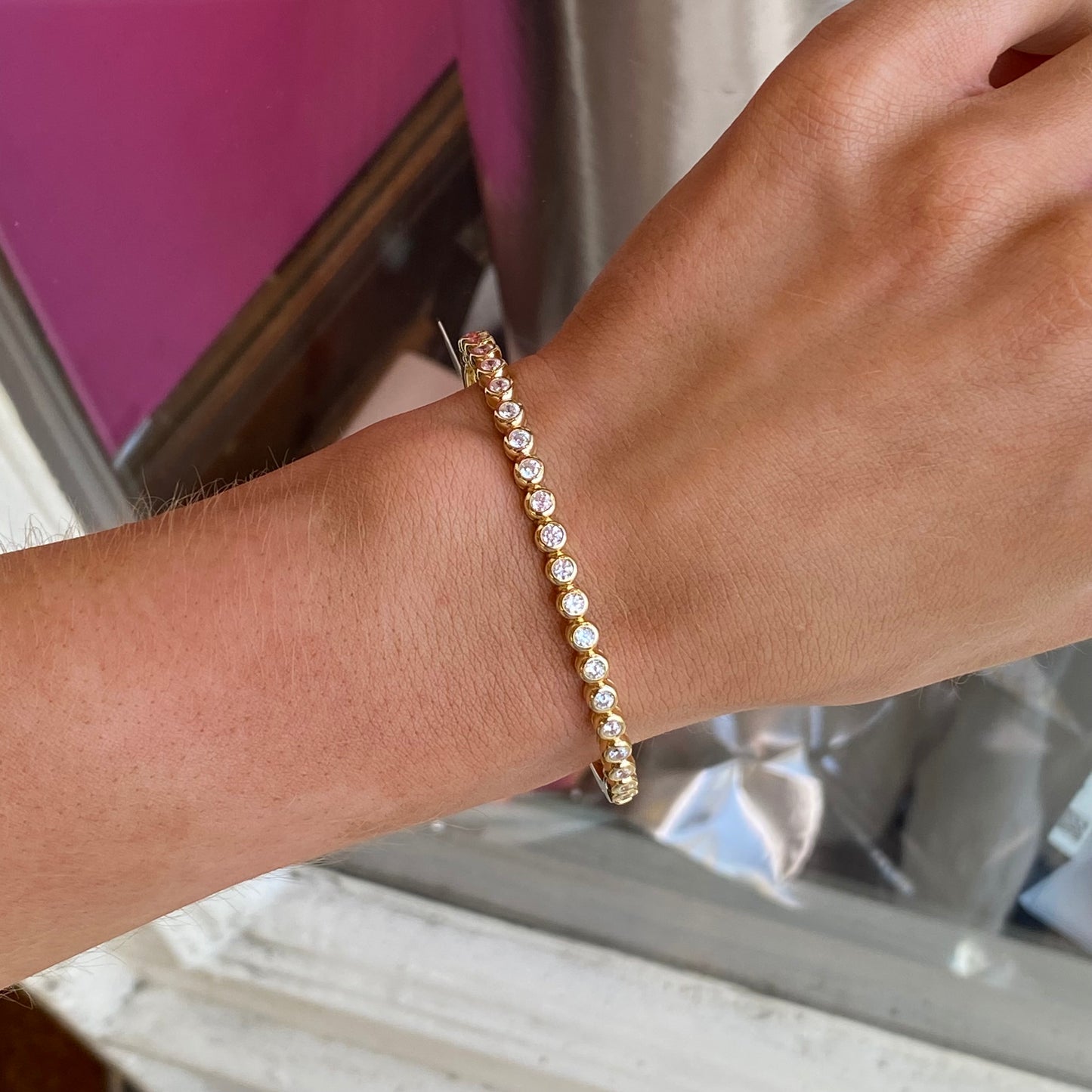 Sunshine Bezel Set CZ Bangle - John Ross Jewellers