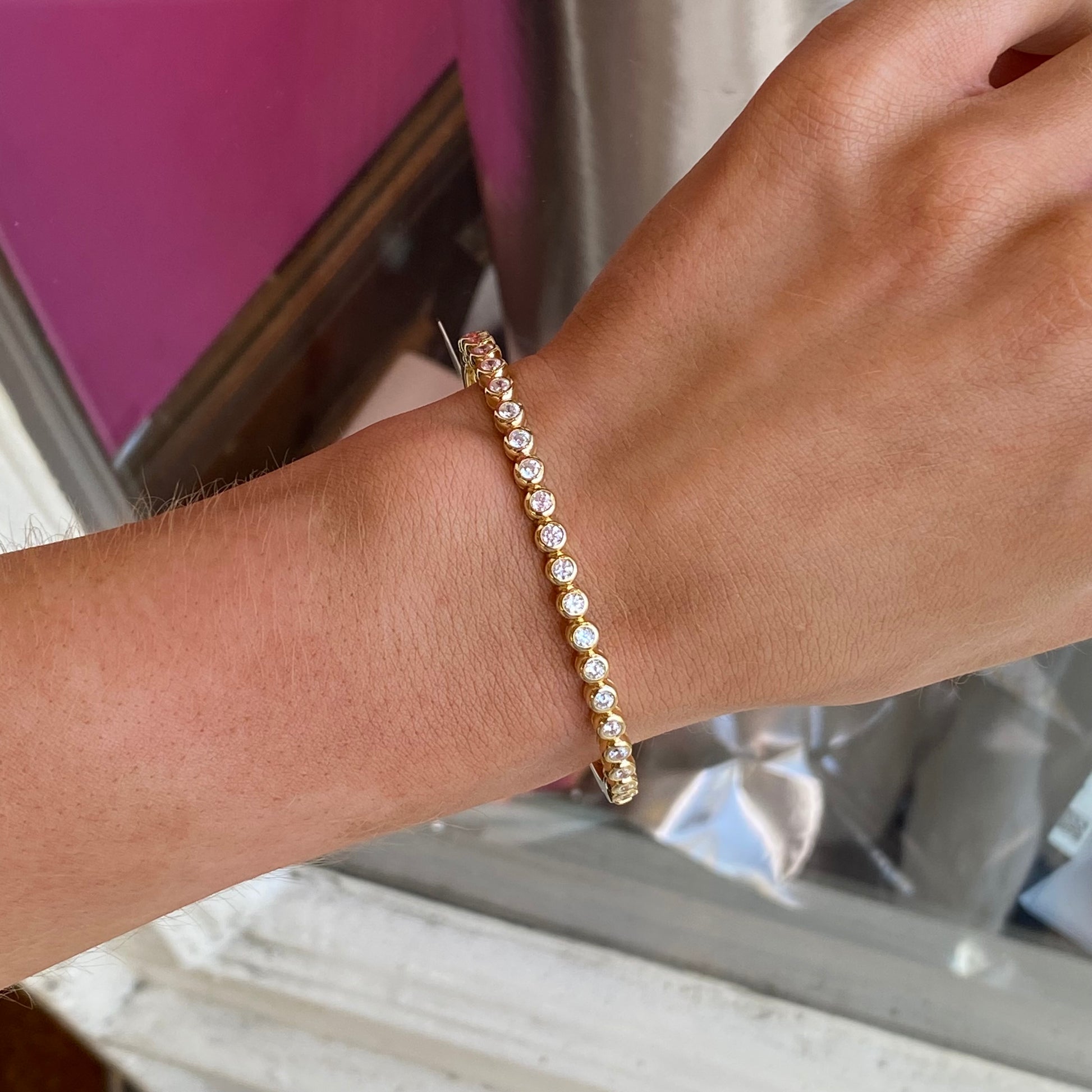 Sunshine Bezel Set CZ Bangle - John Ross Jewellers