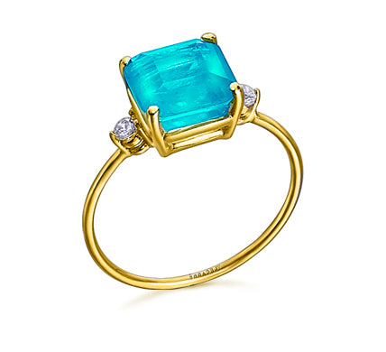 18ct Gold Swizz Blue Topaz & White Topaz Ring