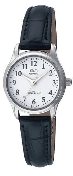 Q&Q Ladies Silver Leather Watch