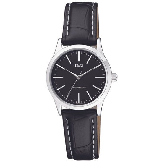 Q&Q Ladies Silver Leather Watch - John Ross Jewellers