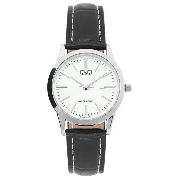 Q&Q Ladies Silver Leather Watch - John Ross Jewellers