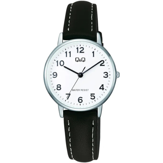 Q&Q Ladies Silver Leather Watch - John Ross Jewellers