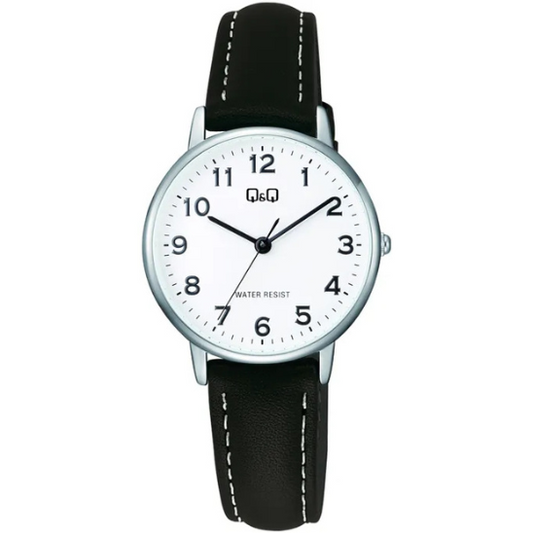 Q&Q Ladies Silver Leather Watch - John Ross Jewellers