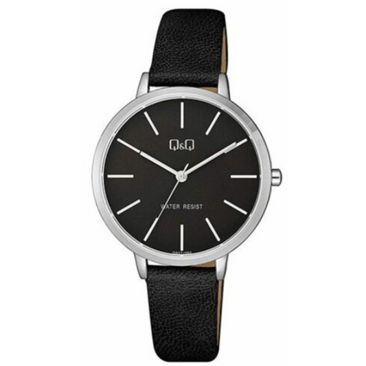 Q&Q Ladies Silver Leather Watch