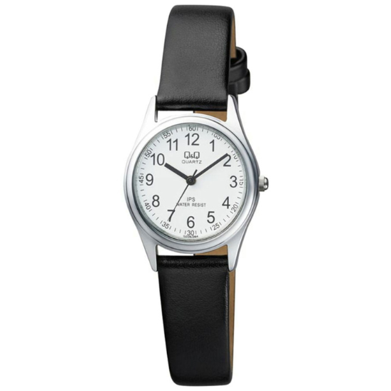 Q&Q Ladies Silver Leather Watch