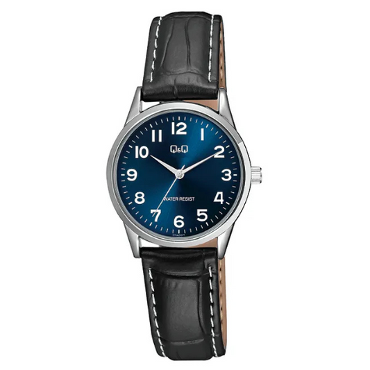 Q&Q Ladies Silver Leather Watch - John Ross Jewellers