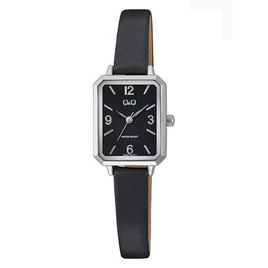 Q&Q Ladies Silver Leather Watch