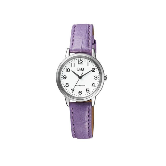 Q&Q Ladies Silver Leather Watch - John Ross Jewellers