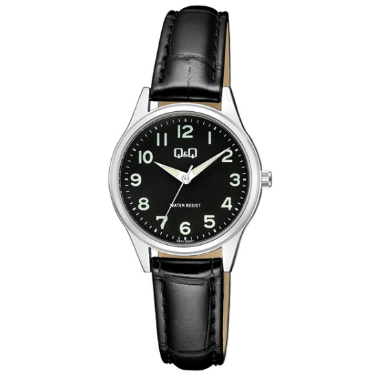 Q&Q Ladies Silver Leather Watch