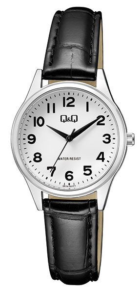 Q&Q Ladies Silver Leather Watch - John Ross Jewellers