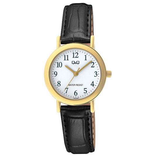 Q&Q Ladies Gold Leather Watch - John Ross Jewellers