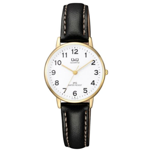 Q&Q Ladies Gold Leather Watch