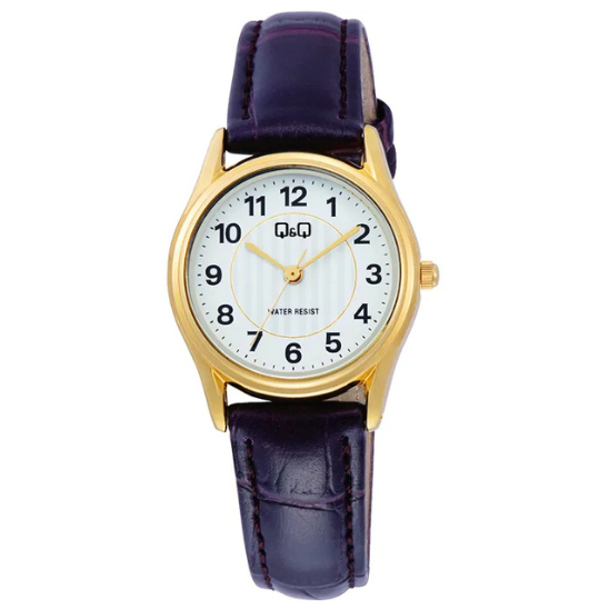Q&Q Ladies Gold Leather Watch - John Ross Jewellers