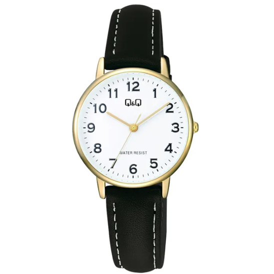 Q&Q Ladies Gold Leather Watch - John Ross Jewellers