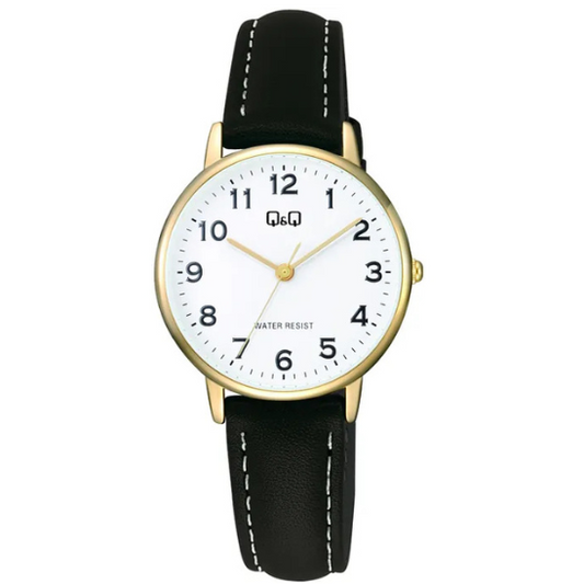 Q&Q Ladies Gold Leather Watch - John Ross Jewellers
