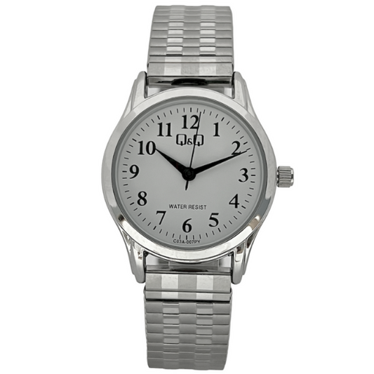 Q&Q Ladies Silver Watch with Expandable Strap