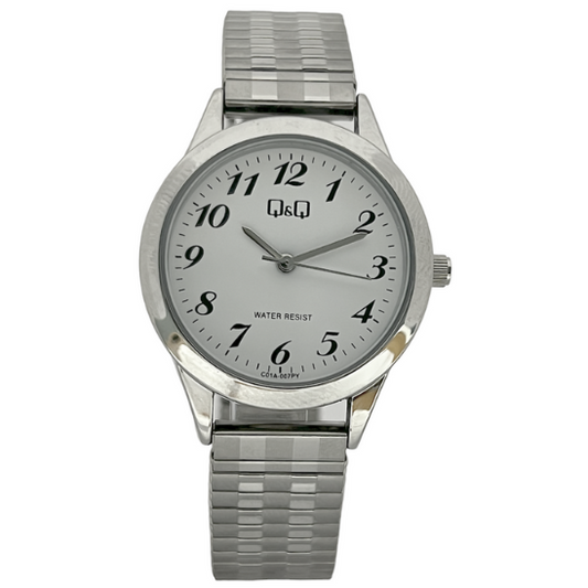 Q&Q Ladies Silver Watch with Expandable Strap