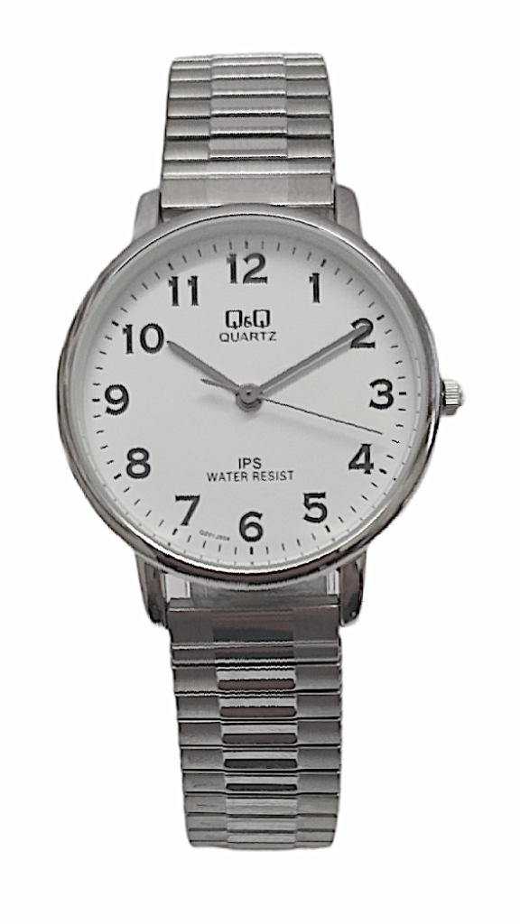 Q&Q Ladies Silver Watch with Expandable Strap