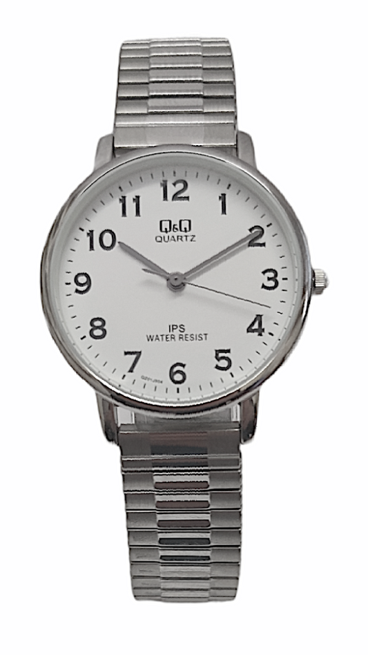 Q&Q Ladies Silver Watch with Expandable Strap