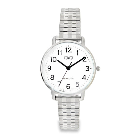 Q&Q Ladies Silver Watch with Expandable Strap