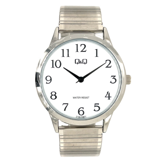 Q&Q Ladies Silver Watch with Expandable Strap