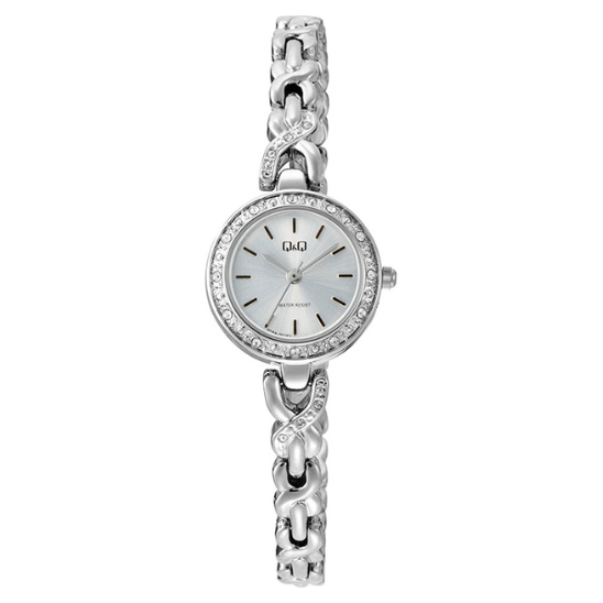 Q&Q Ladies Silver Twist Link Watch - John Ross Jewellers