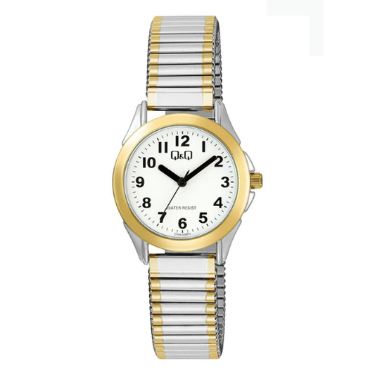 Q&Q Ladies Two Tone Watch with Expandable Strap