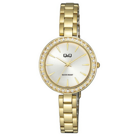 Q&Q Ladies Gold Three-Link Watch