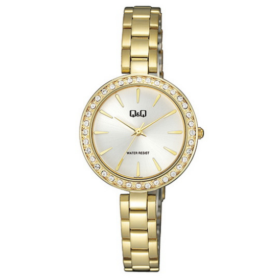 Q&Q Ladies Gold Three-Link Watch - John Ross Jewellers