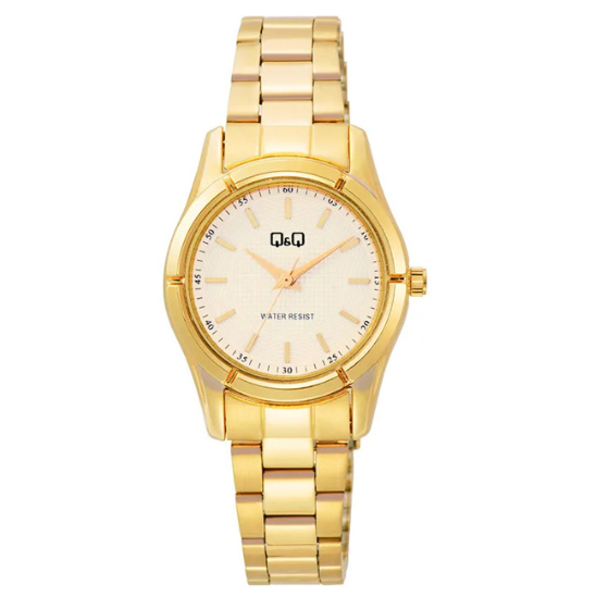 Q&Q Ladies Gold Three-Link Watch - John Ross Jewellers