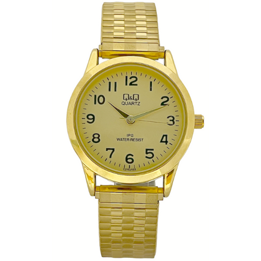 Q&Q Ladies Gold Watch with Expandable Strap - John Ross Jewellers
